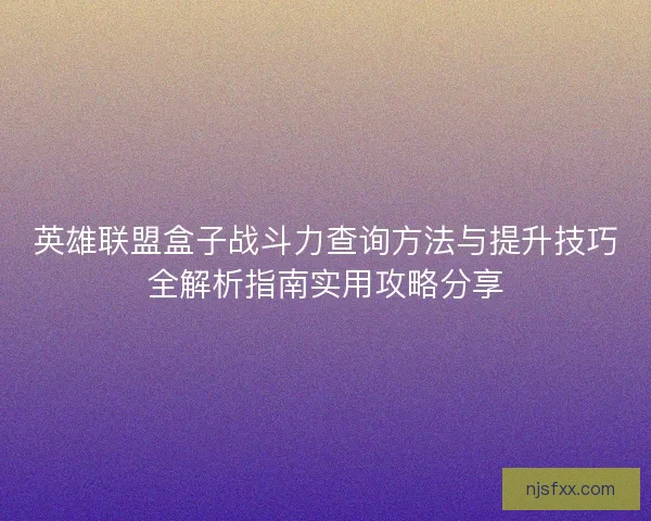 英雄联盟盒子战斗力查询方法与提升技巧全解析指南实用攻略分享